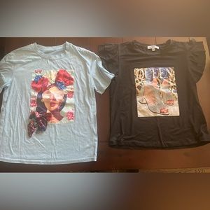 2 women’s graphic t shirts